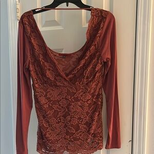 BKE Brown Asymmetrical Embellished Blouse